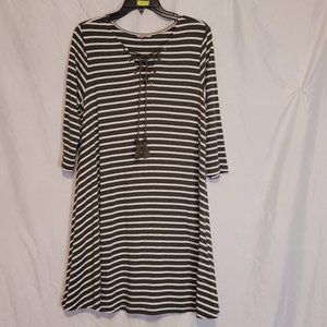 Jodifl Green and White Stiped Dress Size Medium